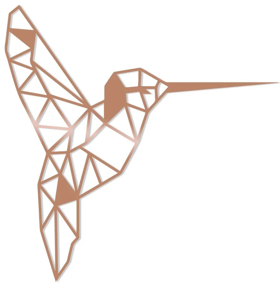 Nástenná kovová dekorácia vták 44 cm medená