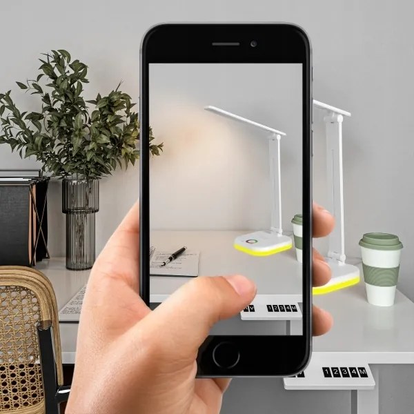 Stmievateľná stolná lampa LED RGBW s bezdrôtovým nabíjaním, 7W/5V USB, biela