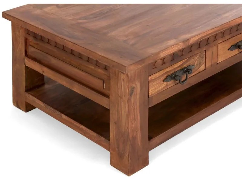 furniture-nabytek.cz - Masívny konferenčný stolík Rustic I z palisandru, lakovaný, hnedý – 120×70×45 cm