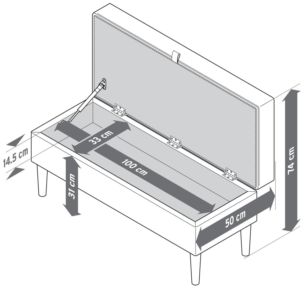 Čalúnená lavica s odkladacím priestorom