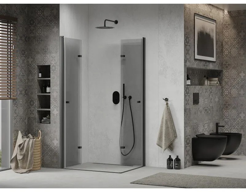 Mexen Lima Duo, sprchový kút 100 (dvere) x 90 (dvere) cm, 6mm číre sklo, čierny profil, 856-100-090-70-00-02
