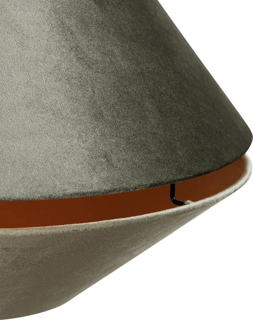 Závesné svietidlo čierne s dvojvrstvovým zamatovým tienidlom zelené so zlatým vnútorným povrchom - Combi 1