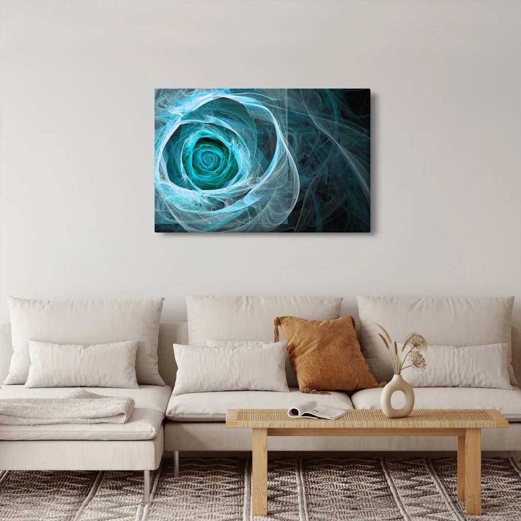 Obraz - Abstraktné ruže modrá s čiernym pozadím (90x60 cm)