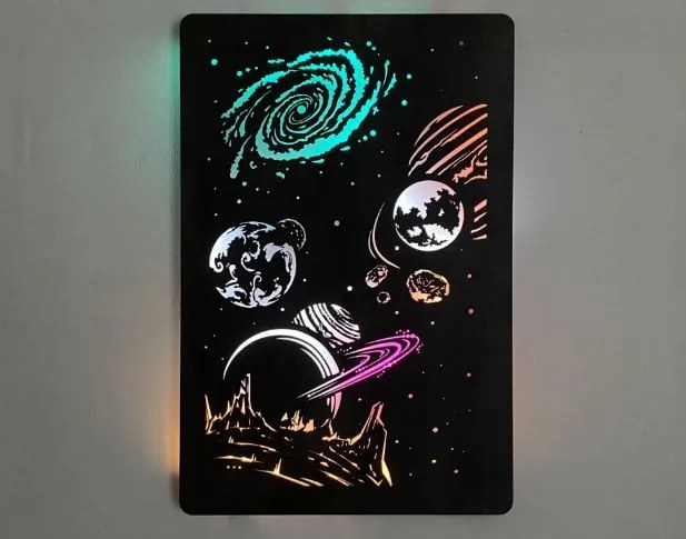 Svietiaci obraz Vesmír RGB na batériu