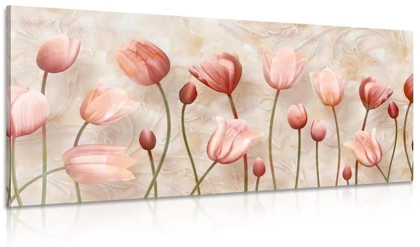 Obraz staroružové tulipány Varianta: 120x60
