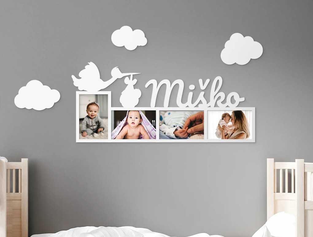 drevko Fotorámik s menom dieťaťa Rozmer obrazu: 42 x 84 cm, Farba dekorácie: Čierna