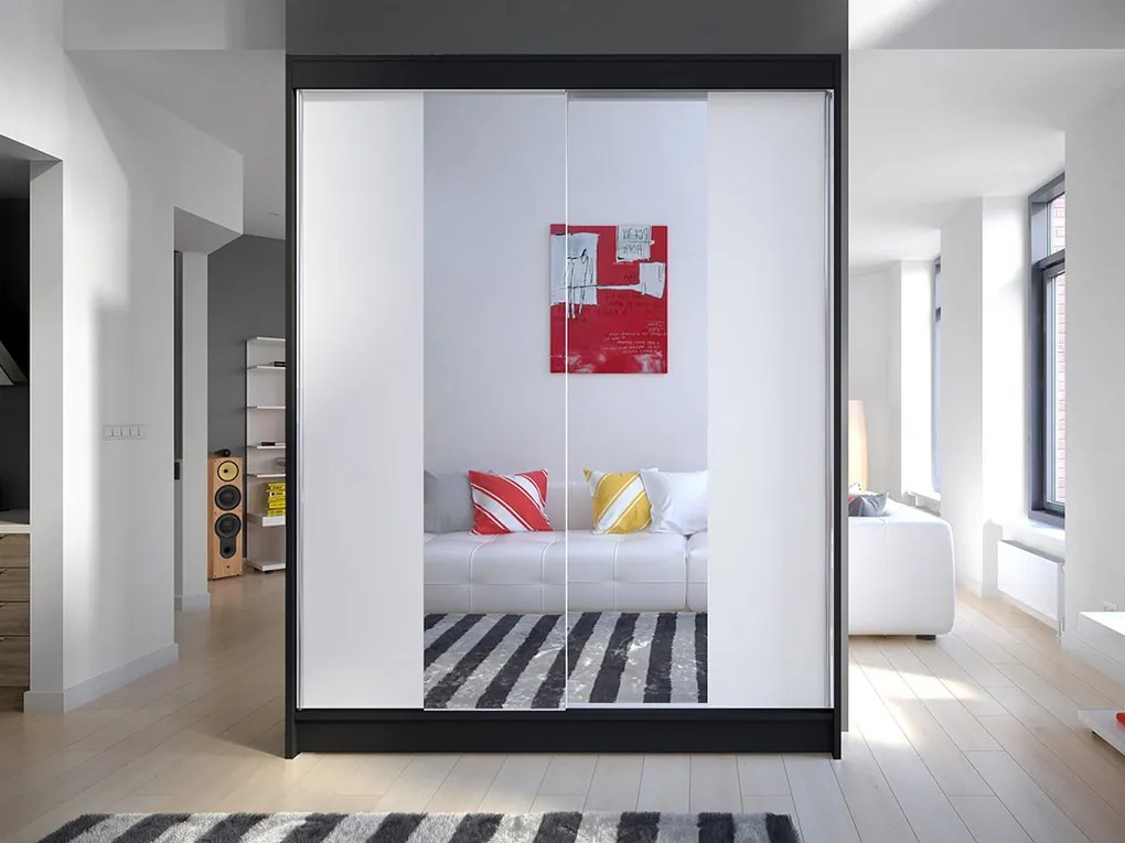 Šatníková skriňa Chantal 2 (čierna + biela). Akcia -24%. Vlastná spoľahlivá doprava až k Vám domov. 1069233