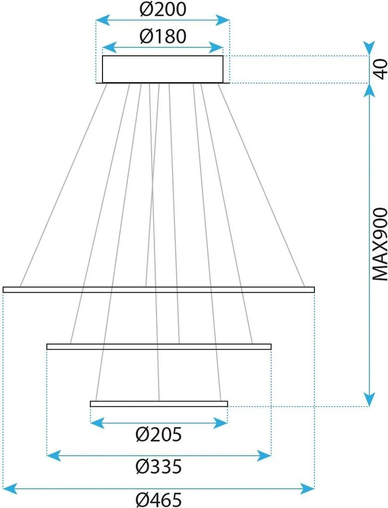 Toolight Toolight, LED stropné svietidlo 46cm, 100W, LED G041-3CP, zlatá matná, OSW-06308