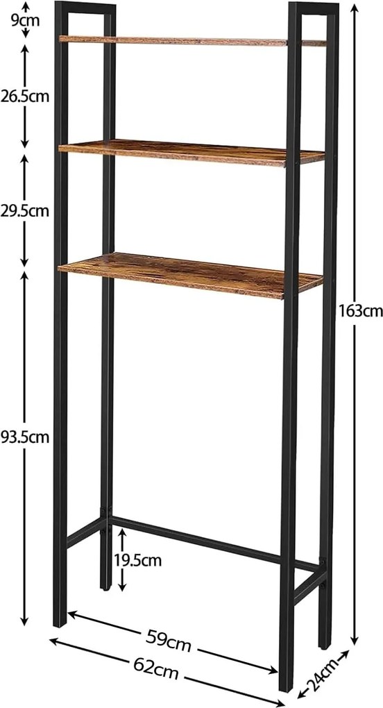 Kúpeľňový regál Vasagle Velaro čierny/hnedý