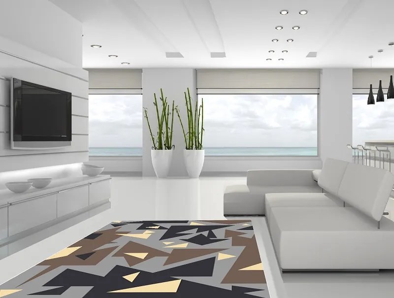 GDmats, Dizajnový kusový koberec Triangles, 130x170, hnedá, chodba / predsieň