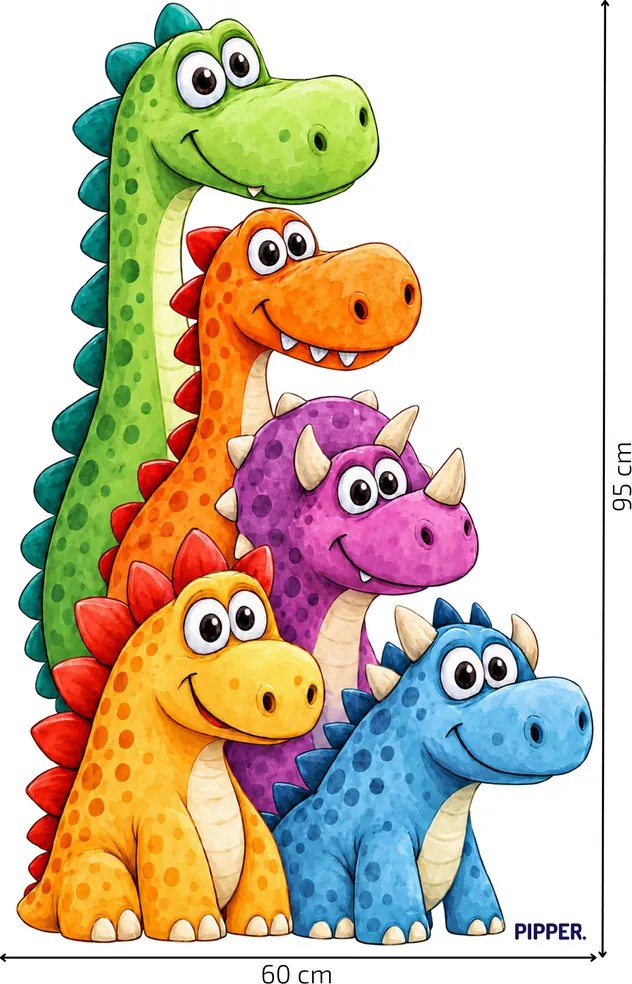 PIPPER. Farební dinosauri – textilná nálepka na stenu