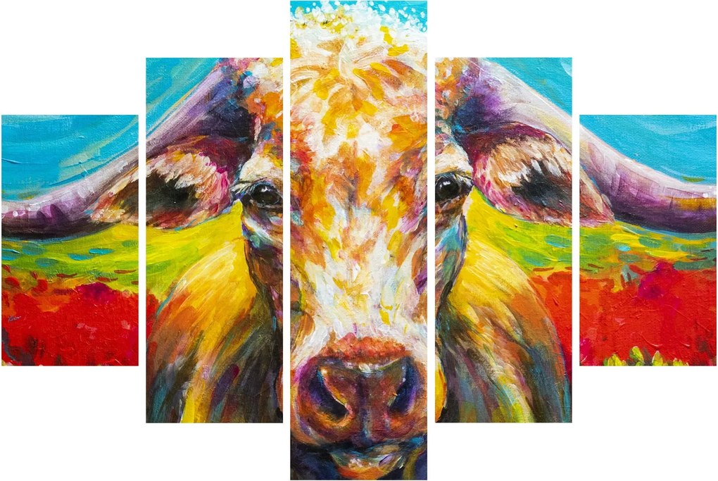 Obraz - Maľovaná krava (150x105 cm)