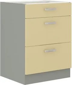 Dolná kuchynská zásuvková skrinka Karmen 60D3S, 60 cm, šedá/krémová%