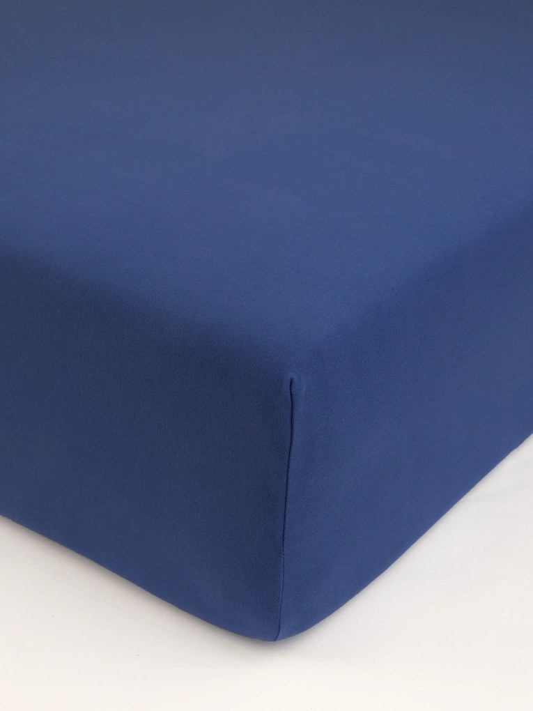 Jersey prostěradlo s elastanem 200 × 200 cm – tmavě modré
