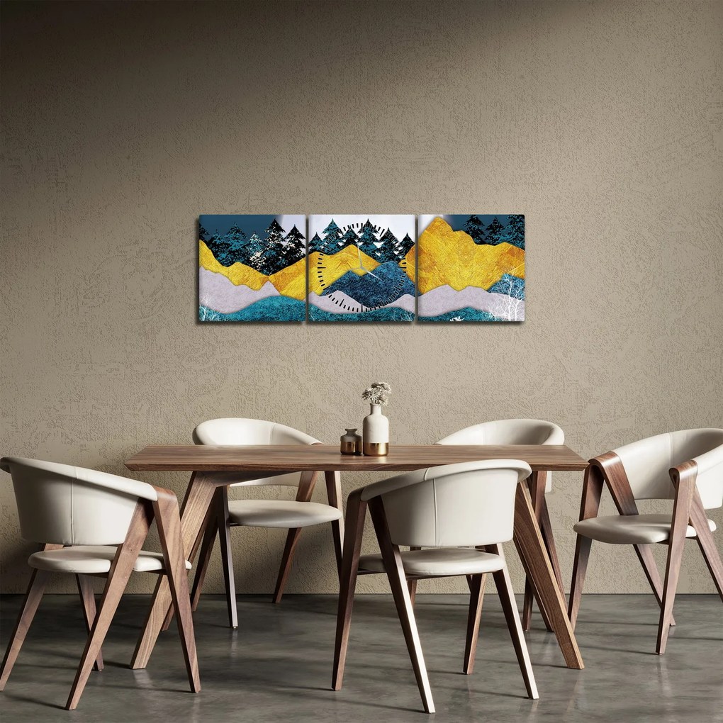 Obraz - Polárna krajina (s hodinami) (90x30 cm)