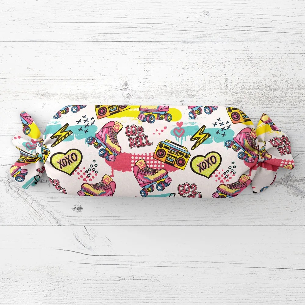 Biante Detský vankúš valec bonbon Sandra SA-604 Ružový retro štýl 15x60 cm