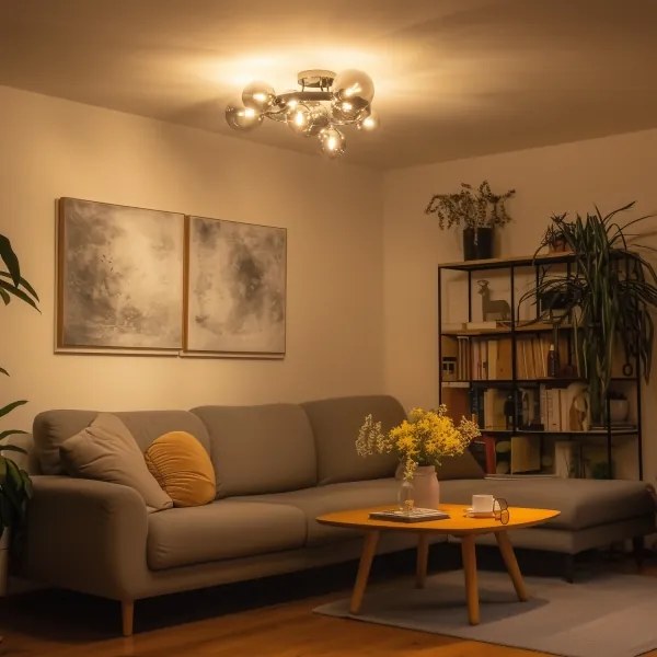 Brilagi - LED Prisadený luster MILLA 10xG9/3W/230V čierny chróm/dymová