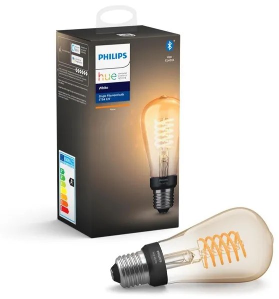 Philips 8718699688868 Hue Bluetooth žiarovka LED Filament E27 7W, 550lm, 2100K, priehľadná