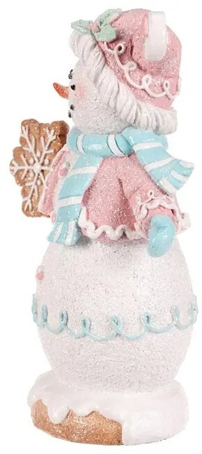 Vianočná dekorácia Snehuliak perníkový v pestrofarebnom oblečku, polyresin