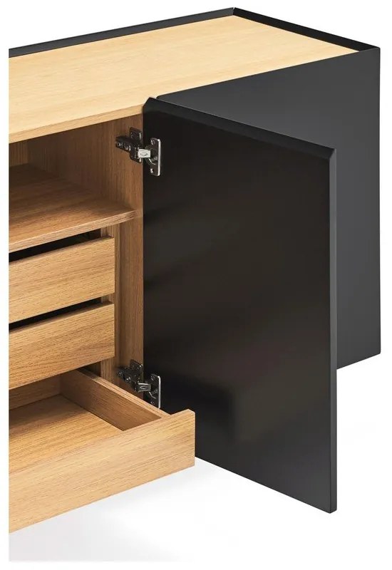 Čierna nízka komoda v dekore duba 165x78 cm Arista – Teulat