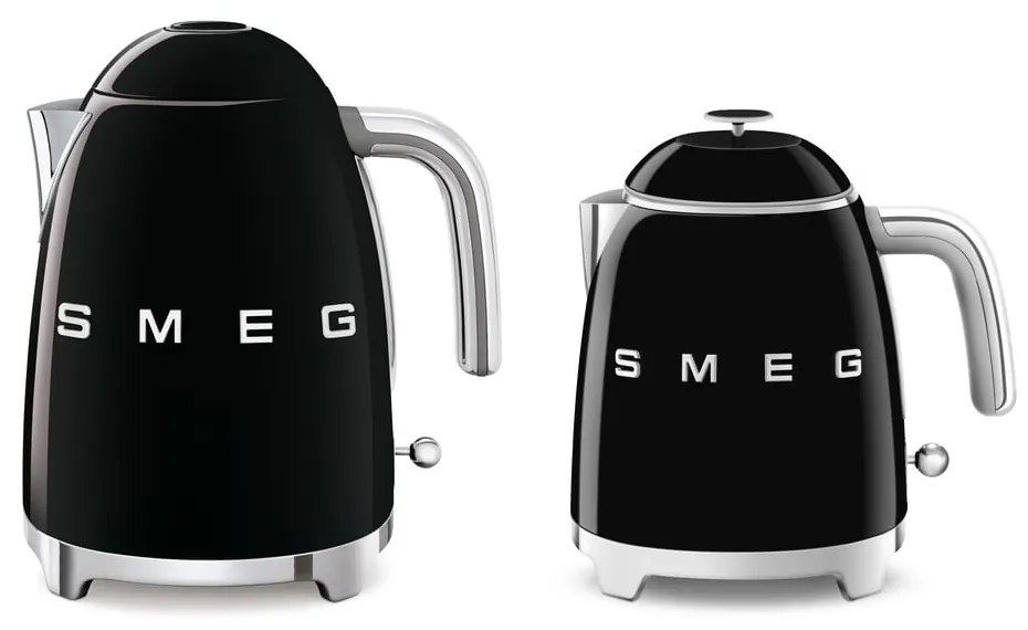 Čierna rýchlovarná kanvica z nehrdzavejúcej ocele 800 ml Retro Style – SMEG