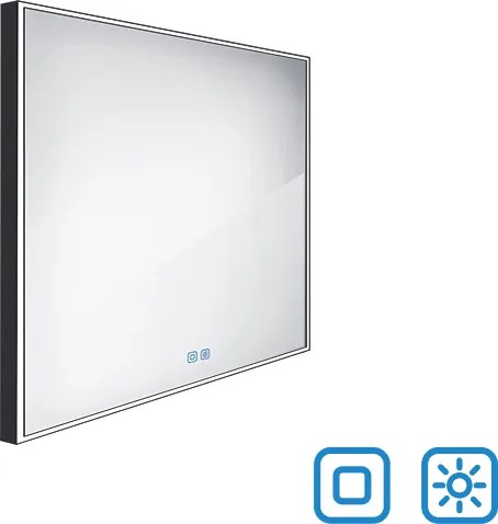 Nimco Čierne LED zrkadlo 700x700 s dvoma dotykovými senzormi - ZPC 13077VX-90