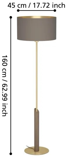 Eglo 390338 - Stojacia lampa SANTANDRIA 1xE27/40W/230V hnedá/zlatá