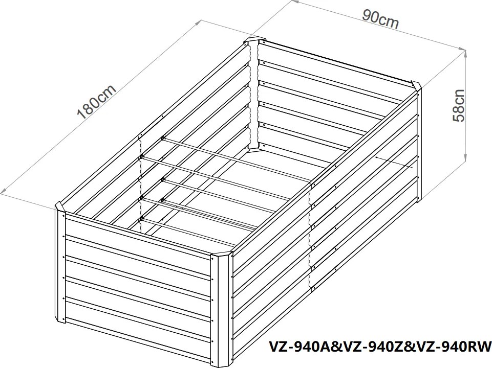 Vyvýšený záhradný záhon BestBerg VZ-940RW / 940 l / 180 × 90 × 58 cm / dekor dreva