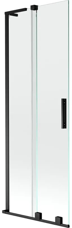 Mexen Velar L, 2-krídlová posuvná vaňová zástena 75 x 150 cm, 8mm číre sklo, čierna matná, 896-075-003-01-70