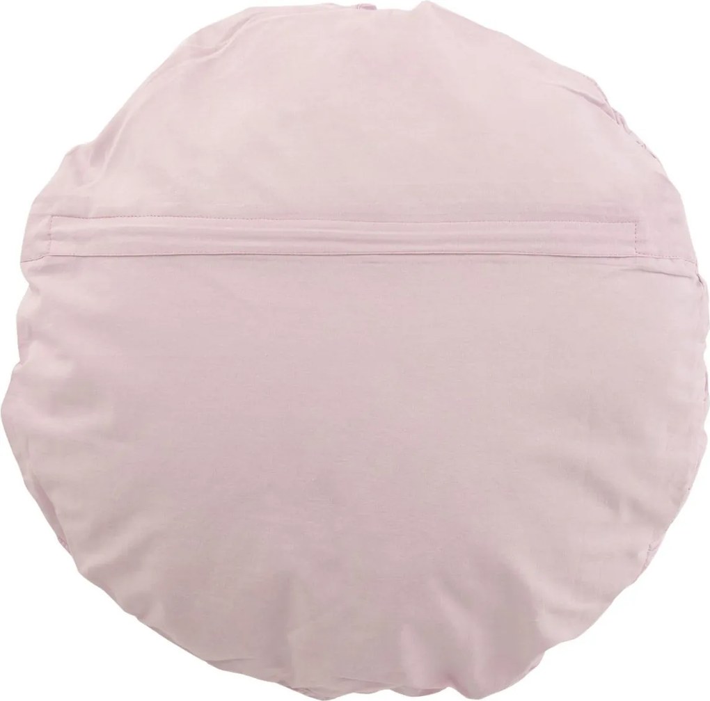 Ružový bavlnený okrúhly vankúš s čipkou Lace pink - Ø 39*12cm