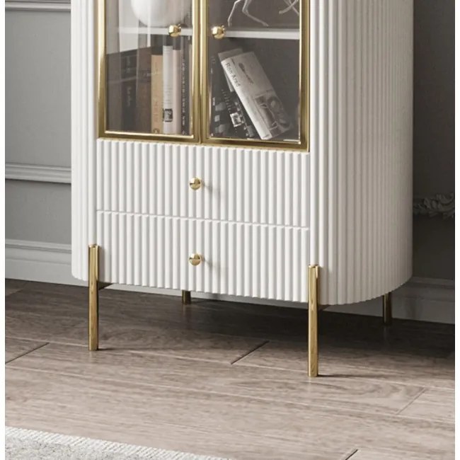 KOMODA GASTON ZLATÉ NOHY + BIELA + SYNTETICKÝ MRAMOR