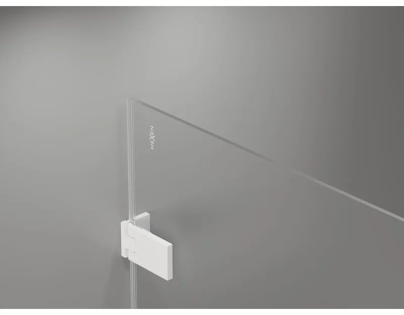 Mexen Lunar-F, skladací sprchový kút ľavý 100 x 100 cm, 8mm číre sklo, biely profil, 836-100-100-20-00-L