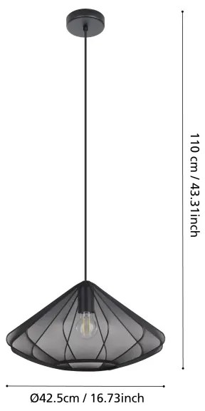 Eglo 43995 - Luster na lanku DOLWEN 1xE27/40W/230V pr. 42,5 cm čierna