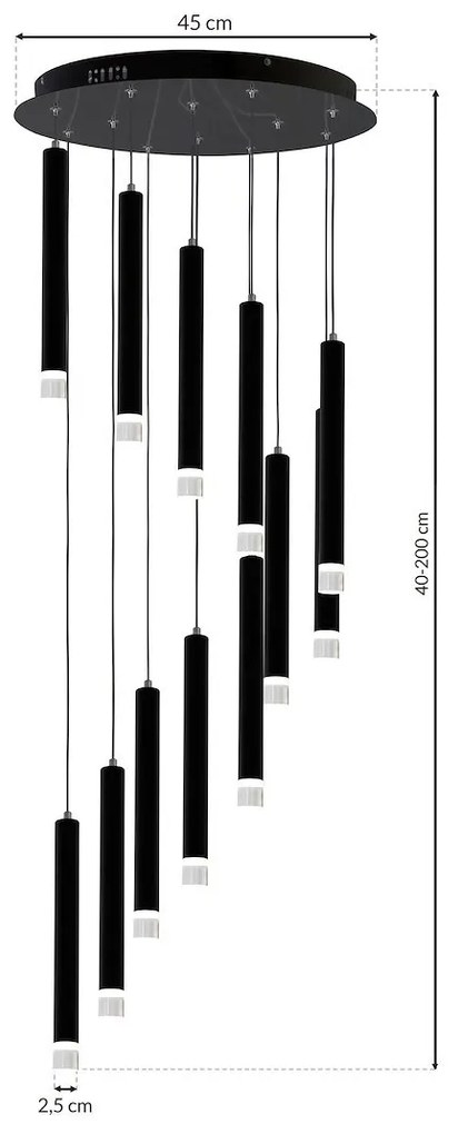 Závesné svietidlo Carbon, 12x biele kovové tienidlo, b