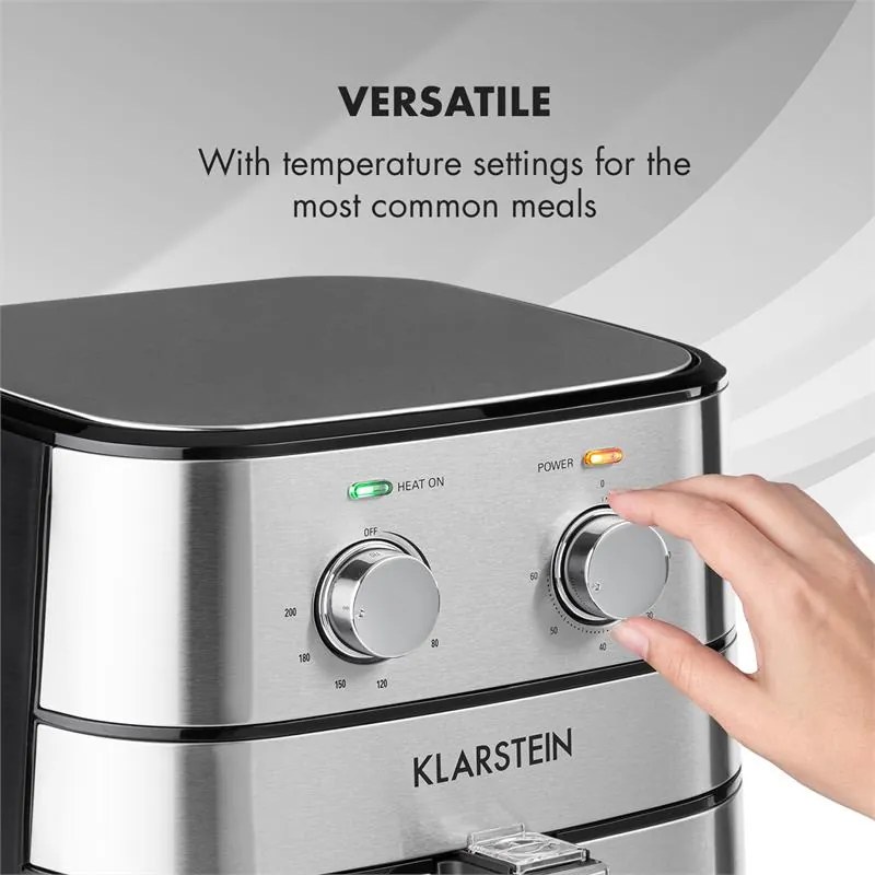 Klarstein AeroVital, teplovzdušná fritéza, 1700 W, 5 l, časovač, nehrdzavejúca oceľ, strieborná