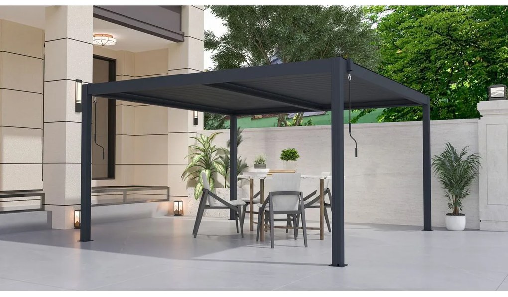 G21 Bioklimatická pergola Austin 4x4 m, antracitová hliníková