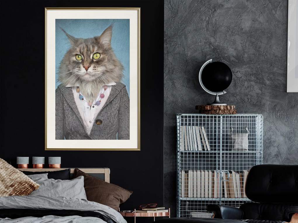 Artgeist Plagát - Mrs. Cat [Poster] Veľkosť: 20x30, Verzia: Zlatý rám