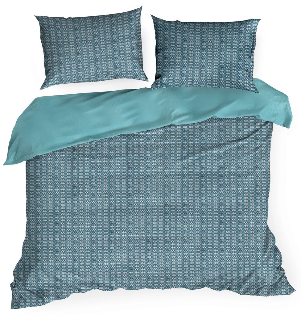 Bavlnená posteľná súprava v modrej farbe PALERMO s drobnými geometrickými vzormi