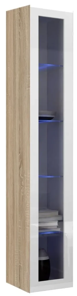 Vitrína 180 sklo Zigo, Osvetlenie: osvetlenie LED RGB - farebné, Farby: čierny / wotan