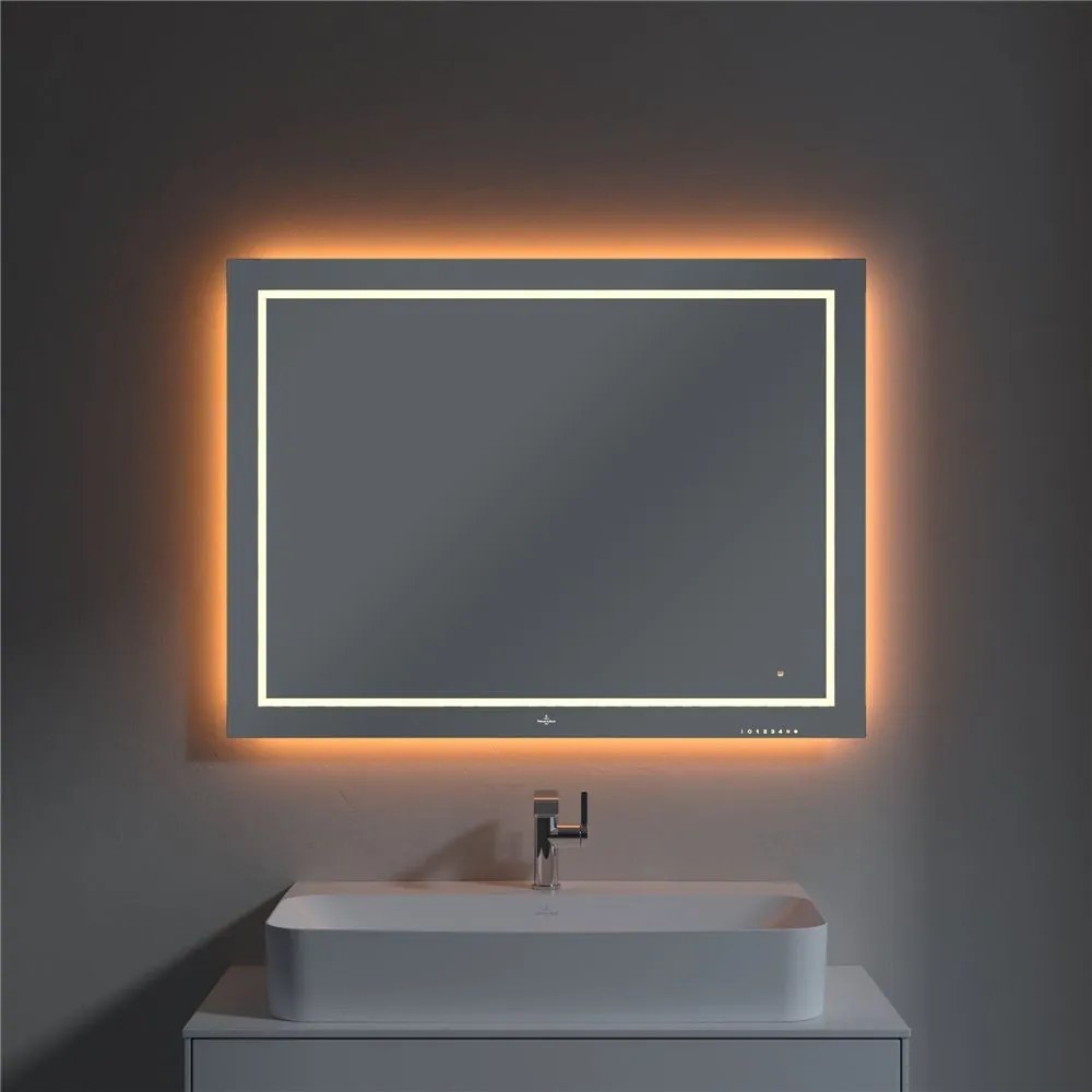 VILLEROY &amp; BOCH Finion zrkadlo s LED osvetlením (so stenovými svietidlami a Bluetooth pripojením), 1000 x 45 x 750 mm, G6101000