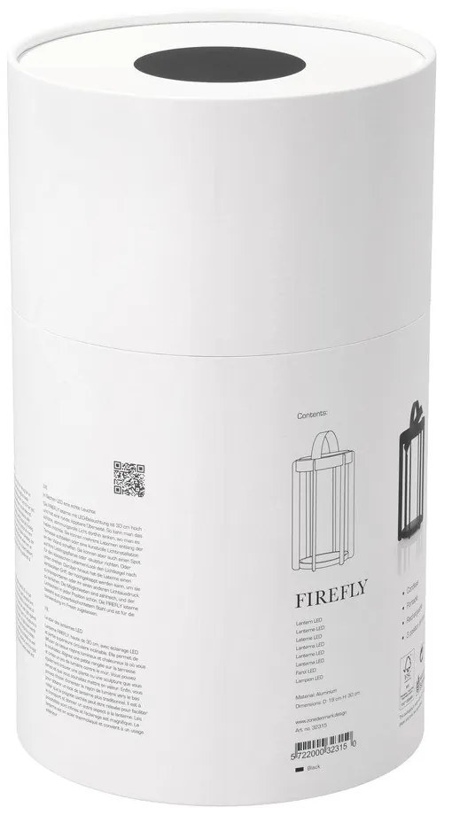 Čierny vonkajší LED lampáš na USB (výška 30 cm) Firefly – Zone