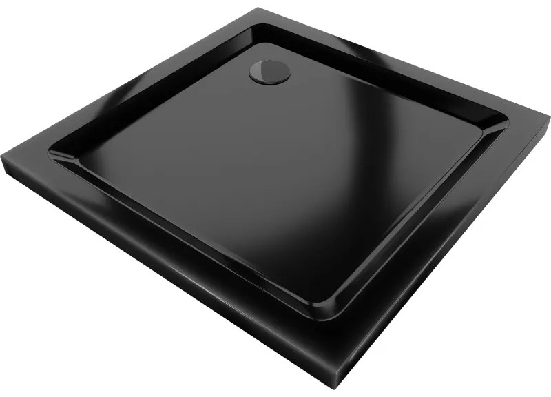 Mexen SLIM - Štvorcová sprchová vanička 90x90x5cm + čierny sifón, čierna, 40709090B