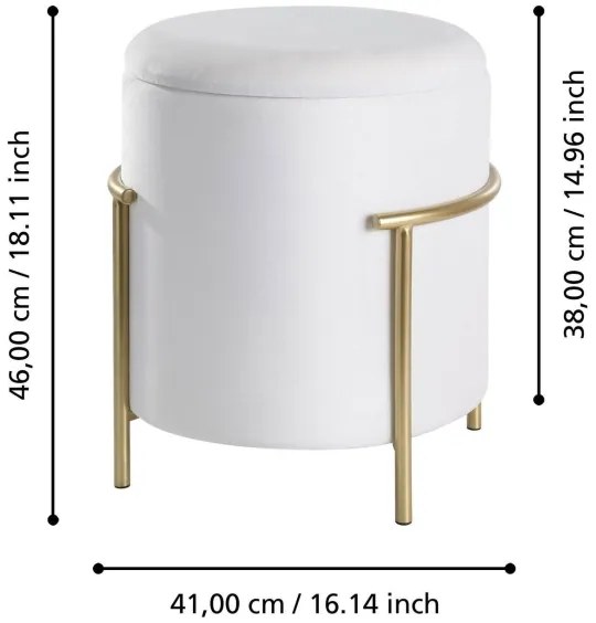 Eglo 424135 - Taburet MASHIKE 46x41 cm biela/zlatá