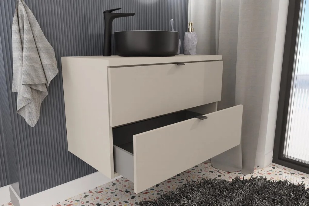 Závesná skrinka Dalia kašmírová so zápustným umývadlom 80 cm kašmír