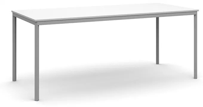 Jedálenský stôl, 1800 x 800 mm, sivá podnož, biela
