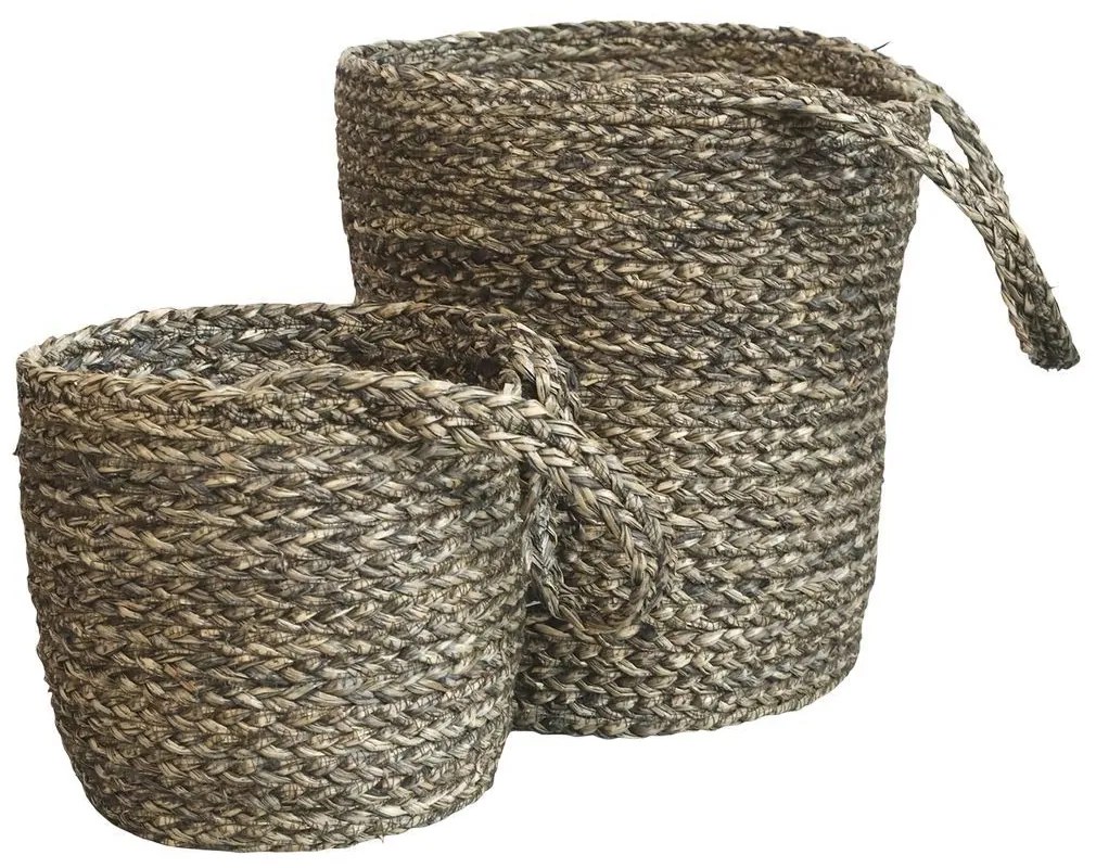 2ks závesný úložný kôš z morskej trávy Loani - Ø 27*30/ Ø 20*20 cm