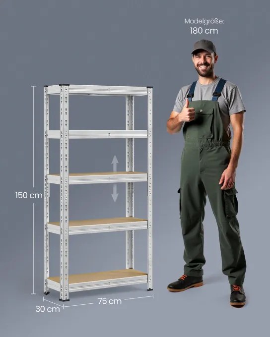 Set dvoch regálov SONGMICS 30x75x150 cm GLR451E01 strieborný