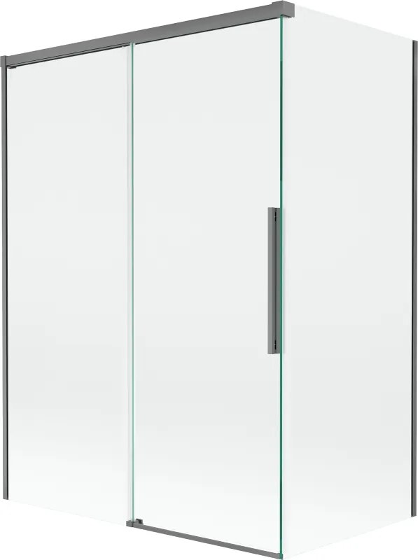 Mexen Rox, 2-krídlová posuvná vaňová zástena 120 + 70 x 150 cm, 8mm číre sklo, grafitový profil, 8C9-120-070-95-00