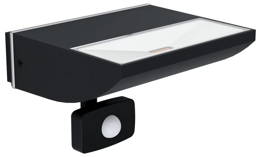 EGLO Nástenné vonkajšie LED osvetlenie SORRONARO s čidlom, 10,5 W, hranaté, čierne, IP44