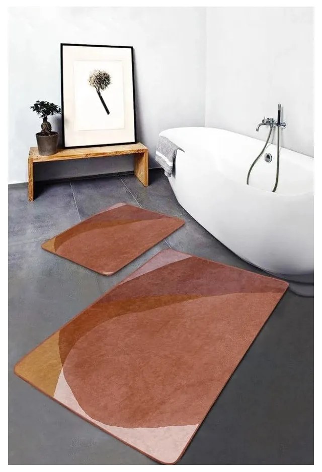 Hnedé zamatové kúpeľňové predložky v súprave 2 ks 60x100 cm – Mila Home